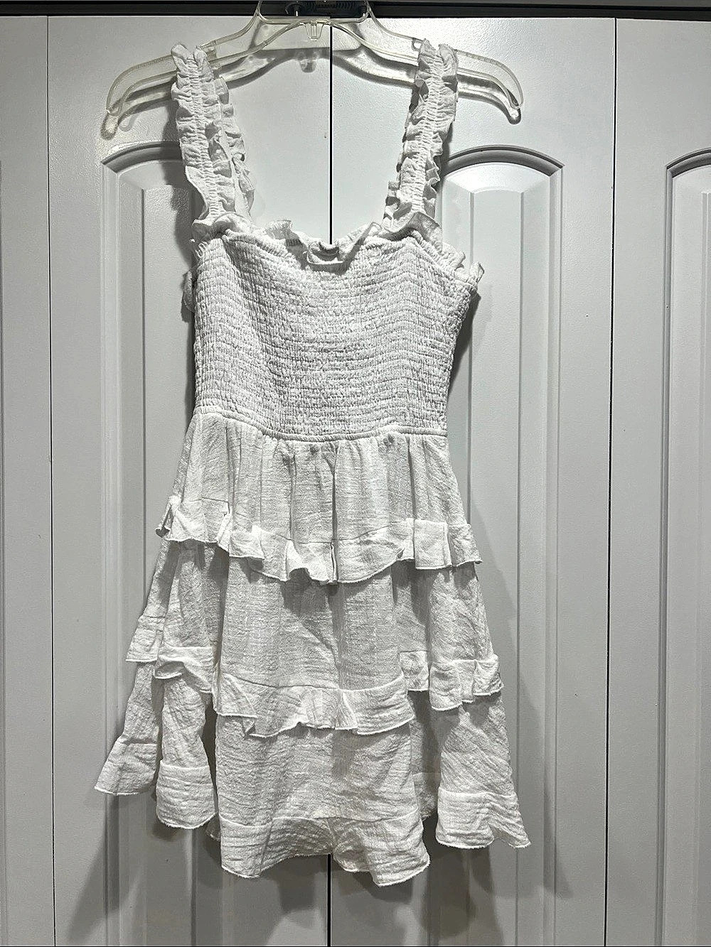 Olivaceous  Ruffle Mini Dress in White Size Small